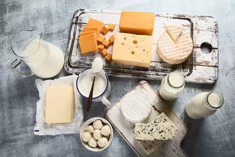 Auswahl an Milchprodukten (Ernährung und Verdauung)